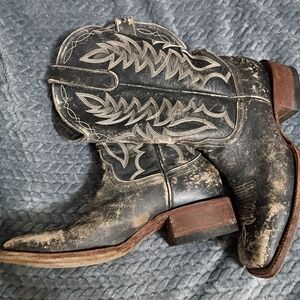 Women's Black and Brown Western Heeled Boots